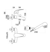 Смеситель для ванны Fiore MAX , хром арт-32CR1000 — фото 2, Смеситель для ванны