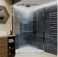 Душевой уголок Ceruttispa Chika ZP91T 90x90 профиль Хром стекло прозрачное — фото 11, Душевые уголки трапеция