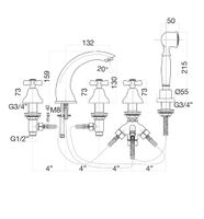 Товар: Смеситель на борт ванны Fiore MARGOT 26CO0608, хром/золото - фото 2 Смеситель на борт ванны Fiore MARGOT 26CO0608, хром/золото — фото 2, Смесители на борт ванны