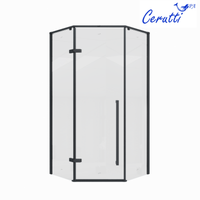 Душевой уголок Ceruttispa 100х100 C2A профиль Черный матовый стекло прозрачное — фото 3, Душевые уголки трапеция
