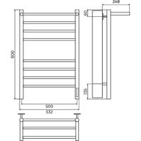 Товар: Полотенцесушитель электрический с полкой Terminus Аврора П8 50х80 КС 905, черный матовый 4670078556974 - фото 2 Полотенцесушитель электрический с полкой Terminus Аврора П8 50х80 КС 905, черный матовый 4670078556974 — фото 2, Электрические полотенцесушители