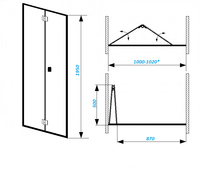 Душевая дверь Ceruttispa Bella 100 D101B профиль Черный стекло прозрачное — фото 10, Складные душевые двери