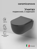 Унитаз Ceramicanova Modena Rimless CN6063MDH подвесной Темный антрацит матовый с сиденьем Микролифт — фото 24, Подвесные унитазы