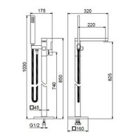 Смеситель для ванны напольный Webert Pegaso , золото матовое арт-PE851101794 — фото 2, Смесители напольные