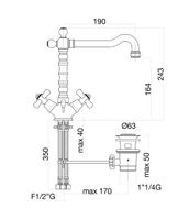 Смеситель для раковины Fiore MARGOT SKY (SWAROVSKI®) , бронза арт-01ZZ0625 — фото 2, Смесители для раковины