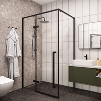 Душевой уголок Ceruttispa 120х90 C1A профиль Черный глянцевый стекло прозрачное — фото 6, Душевые уголки трапеция