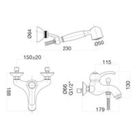 Смеситель для ванны Webert Aurora , хром/золото арт-AU850101017(153) — фото 2, Смеситель для ванны
