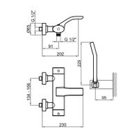 Смеситель для ванны с термостатом Webert Wolo , черный/хром арт-WO980201564 — фото 2, Смеситель для ванны