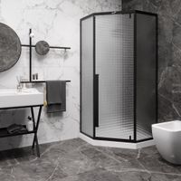 Душевой уголок Ceruttispa 90x90 C3ABD профиль Черный стекло рифленое — фото 12, Душевые уголки трапеция