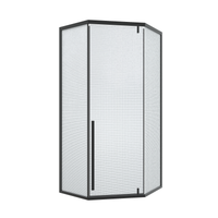Душевой уголок Ceruttispa 90x90 C3ABD профиль Черный стекло рифленое — фото 1, Душевые уголки трапеция