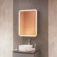 600х800 Зеркальный шкаф ЛЕВЫЙ с подсветкой, подогревом и часами, корпус Антрацит арт-AQM9204 — фото 3, Зеркальные шкафы в ванную