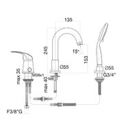 Смеситель на борт ванны Fiore MAX , хром арт-32CR1455 — фото 2, Смесители на борт ванны