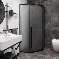 Душевой уголок Ceruttispa 90x90 C3ABD профиль Черный стекло рифленое — фото 6, Душевые уголки трапеция