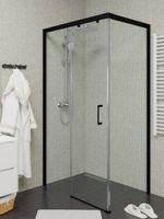 Душевой уголок Ceruttispa Vito 110x80 B L профиль Черный стекло прозрачное — фото 1, Прямоугольные душевые уголки