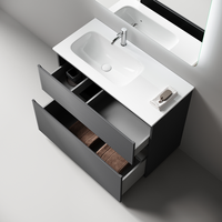 Тумба напольная SANCOS Folk Floor левая 995х445х850, c двумя ящиками оснащенными доводчиками, Grey soft, арт. арт-FL100FLGS — фото 2, Тумбы под раковину