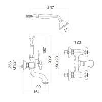Смеситель для ванны Webert Armony , медь арт-AM720201060(153) — фото 2, Смеситель для ванны