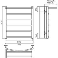 Полотенцесушитель водяной с полкой Terminus Классик П6 50х60 4670078556752 — фото 2, Водяные полотенцесушители
