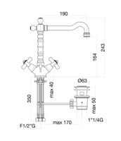Смеситель для раковины Fiore MARGOT SKY (SWAROVSKI®) , хром/золото арт-01CO0625 — фото 2, Смесители для раковины