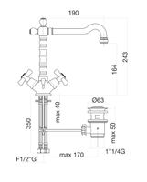Смеситель для раковины Fiore MARGOT , золото арт-26OO0625 — фото 2, Смесители для раковины