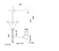 Товар: Смеситель для кухни Fiore COLONIALE BLACK , хром/золото арт-22CO0625 - фото 2 Смеситель для кухни Fiore COLONIALE BLACK , хром/золото арт-22CO0625 — фото 2, Смесители для кухни