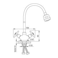 Смеситель для кухни с гибким изливом и режимом &quot;душ&quot; Splenka S80.43, хром — фото 2, Смесители для кухни
