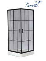 Душевой уголок Ceruttispa Muza 90x90 профиль Черный стекло прозрачное с рисунком — фото 3, Квадратные душевые уголки