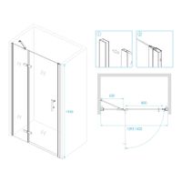 Душевая дверь 140*195 RGW PA-07 B "L" Чёрный/Прозрачное(Принт)/6 мм (Easy) арт-41080714-84L — фото 3, Распашные душевые двери