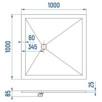 Душевой поддон IN-100100 графит квадрат 100*100 арт-IN001251-02 — фото 6, Душевые поддоны из искусственного камня