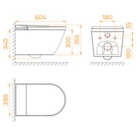 Унитаз умный подвесной RGW SW-70  белый  (с инсталляцией и кнопкой смыва) 2 уп) арт-63420270-01 — фото 2, Умные унитазы