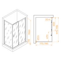 Душевой уголок  80*120*190 RGW PA-245 Прямоуг./Хром/Прозрачное/6 мм (Easy) арт-410824582-11 — фото 3, Прямоугольные душевые уголки