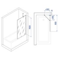 Шторка на ванну INRAIN MC-150 /  80х150 / Чёрный / Прозрачное / 6 мм (Держатель) арт-73MC15008-TB — фото 3, Неподвижные шторки для ванной