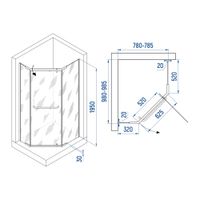 Душевой уголок INRAIN VIN-091 /  80х100х195 / Трапеция ассиметрия / Чёрный / Прозрачное / 6 мм арт-73VI09180-TB — фото 2, Душевые уголки трапеция