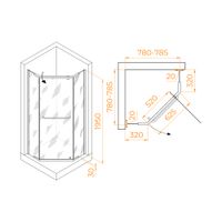 Душевой уголок RGW PA-081B 80x80, профиль черный, стекло матовое/6 мм, арт-35088188-24 — фото 9, Душевые уголки трапеция