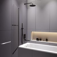 Шторка на ванну  80*140 RGW SC-114-B Чёрный/Прозрачное/6 мм (Easy) арт-411111408-14 — фото 3, Шторки для ванной распашные