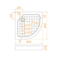 Душевой поддон RGW SMC/R W 80x80, белый, полукруглый, арт-57350488-01 — фото 12, Стеклопластиковые душевые поддоны