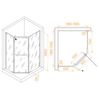 Душевой уголок 100*120*195 RGW PA-091 Трапеция/Хром/Прозрачное/6 мм (EasyClean) арт-35089102-11 — фото 3, Душевые уголки трапеция