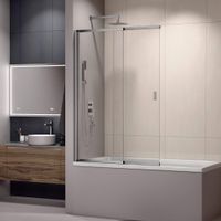 Шторка на ванну RGW SC-40 100x150, профиль хром, стекло прозрачное, арт-03114010-11 — фото 1, Шторки для ванной раздвижные