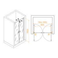 Душевая дверь 100*195 RGW PA-104-Gb Золото браш/Прозрачное/6 мм (EasyClean) арт-060810410-16 — фото 3, Распашные душевые двери