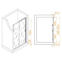 Душевая дверь 120*195 RGW PA-14 B Чёрный/Прозрачное/6 мм (EasyClean) арт-41081412-14 — фото 3, Раздвижные душевые двери