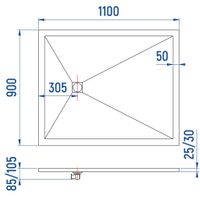 Душевой поддон IN-90110 Белый Прямоугольный 90*110 арт-IN119251-01 — фото 6, Душевые поддоны из искусственного камня