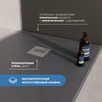 Душевой поддон IN-80120 графит Прямоугольный 80*120 арт-IN218251-02 — фото 2, Душевые поддоны из искусственного камня