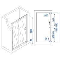 Душевая дверь INRAIN VIN-016 / 130х195 / Хром / Матовое / 6 мм арт-73VI01613-MCH — фото 1, Раздвижные душевые двери