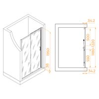 Душевая дверь 120*195 RGW PA-14 Gr Серый/Прозрачное/6 мм (EasyClean) арт-41081412-110 — фото 3, Раздвижные душевые двери