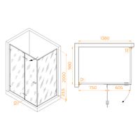 Душевой уголок 140*100*200 RGW SV-040 Прямоуг./Хром/Матовое/8 мм (2 уп.) арт-353204040-21 — фото 6, Прямоугольные душевые уголки