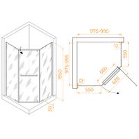 Душевой уголок 100*100*195 RGW PA-82 Трапеция/хром/Прозрачное/6 мм (Easy) арт-41088200-11 — фото 3, Душевые уголки трапеция