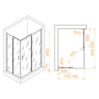 Душевой уголок RGW PA-146B 80x120, прямоугольный, профиль черный, стекло прозрачное/6 мм, арт-020814682-14 — фото 8, Прямоугольные душевые уголки