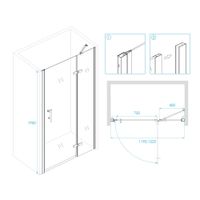 Душевая дверь 120*195 RGW PA-07 B "R" Чёрный/Прозрачное(Принт)/6 мм (Easy) арт-41080712-84R — фото 3, Распашные душевые двери