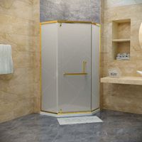 Душевой уголок 100*100*195 RGW HO-084-G Трапеция/Золото/Матовое/8 мм (2 уп.) арт-350608400-26 — фото 4, Душевые уголки трапеция