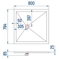Душевой поддон IN-8080 графит квадрат 80*80 арт-IN880251-02 — фото 6, Душевые поддоны из искусственного камня