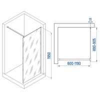 Душевая перегородка INRAIN MONT-002 /  90х195 / Хром / Матовое / 6 мм арт-73MO00209-MCH — фото 4, Душевые перегородки